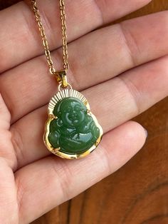 Our A Jade Necklace is a wearable, healing talisman. Full of natural gemstones energies, it is the perfect piece to complement any outfit, with a natural, tropical and boho style to bring love, light, and healing into life. A stone of abundance. Jade Buddha Pendant with Stainless Steel Chain 17.8" x 2.13mm x 2.53mm. Jade Buddha Necklace, Jade Buddha, Buddha Necklace, Buddha Pendant, Love Light, Jade Necklace, So Much Love, Heart Chakra, Steel Chain