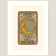 Lightly textured 100% cotton paper. Gallery quality vibrant prints with white border for easy framing. Multiple standard sizes offered. Additional sizes are available. The Moon - Tarot Card Tarot Card Art, Magical Art, Witch Art, Tarot Card