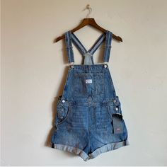 Levi’s Overall Shorts Classic Vintage Denim Shortalls Denim Short Overalls, Denim Shortalls, Classic Denim Shorts, Short Overalls, Distressed Jean Shorts, Levi’s 501, Levi Jeans 501, Denim Short, Levi Shorts