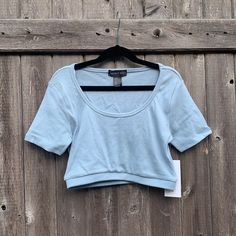 Streetwear Society Size Small Light Blue Ribbed Short Sleeve Banded Crop Top 95% Cotton, 5% Spandex Retail: $11.99 New With Original Tags Hooded Crop Top, Black Cropped Tank, Black Crop Top Tank, Wear Crop Top, Fairytale Art, Halter Crop Top, Short Sleeve Cropped Top, Crop Top Sweater, Knit Crop Top