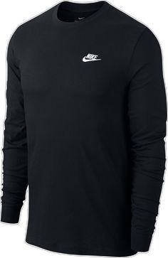 Nike Cotton Activewear With Logo Print, Athleisure Crew Top With Logo Print, Athleisure Crew Neck Top With Logo Print, Nike Crew Neck Athleisure Top, Nike Sporty Crew Top, Cotton Sportswear Tops With Three Stripes Branding, Cotton Crew Neck Sportswear Top, Black Crew Neck Sportswear Top, Sporty Crew Neck Workout Top