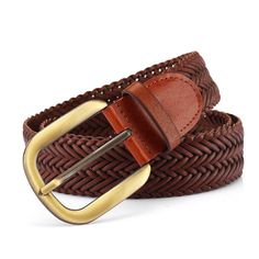 Wear a touch of accessible luxury and style with the Nancy braided leather belt. Its elegant gold buckle enhances the quality of the braided leather, creating a timeless look that will complete your wardrobe. You’re ready to make an entrance! Elegant Gold Belt For Fall, Gold Leather Belt For Fall, Brown Belt Buckles With Gold Buckle For Business, Elegant Brown Belt With Gold Buckle, Formal Leather Rope Belt, Adjustable Formal Rope Belt, Adjustable Rope Belt For Formal Wear, Adjustable Rope Belt For Formal Occasions, Casual Leather Rope Belt