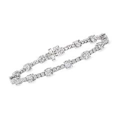 Ross-Simons - 8.00ct t. w. Lab Grown Diamond Tennis Bracelet in 14kt White Gold. 8". An RS exclusive. Sparkling with 8.00 ct. t. w. round brilliant-cut lab-grown diamonds, this beautifully unique tennis bracelet spotlights prominent larger gem stations for a touch of modern opulence. Finely crafted in polished 14kt white gold. Lab-grown diamonds are identical to mined diamonds according to their optical, physical and chemical properties. All Ross-Simons lab-grown diamond jewelry in 14kt gold and Diamond Bracelet Design, Pure Design, Expensive Jewelry Luxury, Diamond Birthstone, Expensive Jewelry, Tennis Bracelet Diamond, Diamond Bracelets, Tennis Bracelet, 14kt Gold