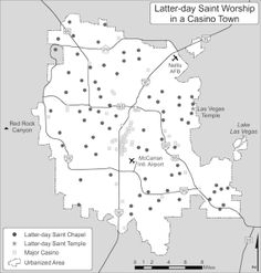 a map showing the location of later - day saint worship in a casino town