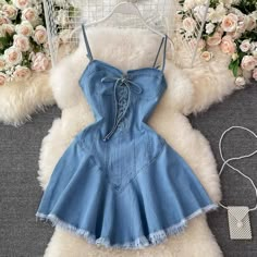 Spice girl denim dress, halter dresMaterial:denimColor:as pictureStyle:sexyFeatures:flouncesSize(CM):S,M,L 1inch=2.54cmS:length:61,bust:76,waist:66&ltp&gtM:length:62,bust:80,waist:70</p>&ltbr/>&ltp&gtL:length:63,bust:84,waist:74</p>&ltbr/>&ltp&gtAll items will arrive in 20-25 business days, if you have an emergency, please contact us to upgrade logistics.</p>&ltbr/>&ltp&gtNeed to add 16 dollars fast shipping(Arrive in 10-14 d Cute Denim Dress, Fitted Summer Suspender Dress With Ruffles, Denim Blue Summer Party Dress, Fitted Denim Dress With Ruffles, Denim Party Dresses With Ruffles, Trendy Blue Denim Dress With Spaghetti Straps, Fitted Cotton Suspender Dress For Party, Cute Fitted Suspender Dress For Spring, Fitted Blue Denim Backless Dress