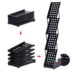 three tiered rack with holes for various items to be placed on top of each other