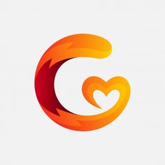 the letter c is made up of two heart shaped shapes in orange, red and yellow