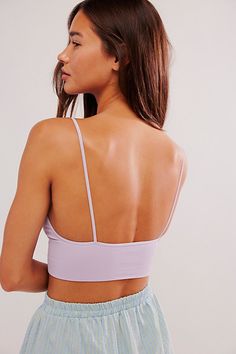 Low back bra is featured in our American made Signature Seamless fabric. * Plunging neckline * Pull-on silhouette | Ali Low-Back Seamless Bra by Intimately at Free People in Pink, Size: XS/S Spaghetti Strap Crop Top With Built-in Bra For Yoga, Stretch Triangle Crop Top With Built-in Bra, Low-cut Crop Top With Built-in Bra, Solid Color Low-cut Seamless Bra, Solid Color Seamless Low-cut Bra, Summer Low-cut Sports Bra With Built-in Bra, Seamless Cropped Bra, Seamless Triangle Crop Top For Workout, Seamless Triangle Crop Top For Yoga