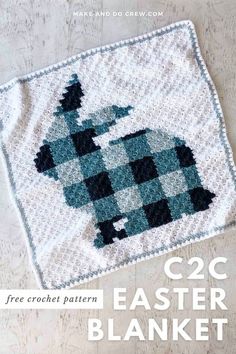 Crochet this beginner-friendly C2C bunny blanket from Make and Do Crew with a simple plaid design and an adorable pom pom tail. Perfect for animal lovers, this corner-to-corner baby blanket pattern features a printable graph, making it great for those new to pixel crochet. Ideal for a baby shower gift or an Easter bunny crochet blanket. Visit our blog for this free pattern and discover more crochet blanket patterns for kids and adults.