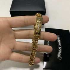 Brand New, Unused. Well Preserved Without Any Stains Or Damage If You Like It And Have Any Questions, Please Contact Me Luxury Gifts For Him Men, Gold Jewelry Fashion Men, Luxury Engraved Cuban Link Bracelet, Gold For Men Jewelry, Gold Chrome Hearts, Gold Jewelry Men, Chrome Hearts Bracelet, Crazy Jewelry, Masculine Jewelry