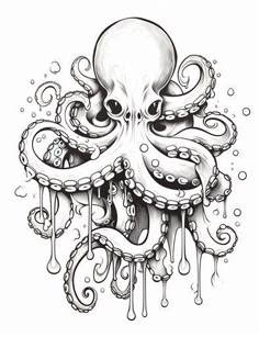 an octopus tattoo design on the back of a shirt