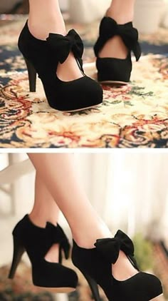 Shoes With Bows, Hak Tinggi, Platform Pumps Heels, Mode Shoes, Bow Pumps, Shoes Custom, Combat Boot, Mary Jane Heels, Fashion High Heels