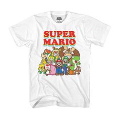 Character: Super MarioClosure Type: Pullover HeadFit: Regular FitNeckline: Crew NeckSleeve Length: Short SleeveFiber Content: 100% CottonFabric Description: JerseyCare: Tumble Dry, Machine WashCountry of Origin: Imported Retro White Print Crew Neck T-shirt, Multicolor Character Print T-shirt For Fan Merchandise, Pop Culture Graphic Print Crew Neck Shirt, Pop Culture Graphic Crew Neck Shirt, Graphic Tee Multicolor Shirt For Fan Merchandise, Multicolor Pop Culture Crew Neck T-shirt, Graphic Tee With Character Print, Multicolor Crew Neck Pop Culture T-shirt, White Pop Culture Shirt With Letter Print