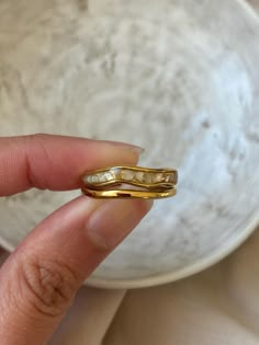 Wavy Ring Gold Rings for Women Gold Double Layer Ring Mother of Pearl Ring Thick Wavy Ring Wavy Band Ring Ring Gift for Mom - Etsy Thumb Rings Gold, Thick Rings Aesthetic, Ring Stacks Gold, Ring Inspo Gold, Oura Ring Stack, Mixed Metals Rings, Minimalist Gold Rings, Mothers Ring Ideas, Layering Rings