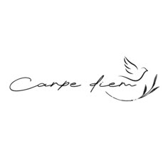 the logo for carpe fion is shown in black ink on a white background