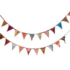 a multicolored bunting banner hanging from the ceiling