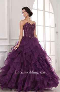 Sweetheart A-Line Ball Gown Dress With Organza Ruffles and Beading - Dorris Wedding Fitted Sequined Quinceanera Dress With Sweetheart Neckline, Fitted Quinceanera Dress With Sequins And Sweetheart Neckline, Organza Quinceanera Dress With Ruffles For Wedding, Wedding Quinceanera Dress With Ruffles In Organza, Purple Sweetheart Neckline Evening Dress For Quinceanera, Quinceanera Dresses With Sequins And Sweetheart Neckline, Sequin Dress With Sweetheart Neckline For Quinceanera, Quinceanera Ball Gown With Ruffles And Sweetheart Neckline, Embellished Gown With Sweetheart Neckline For Quinceanera