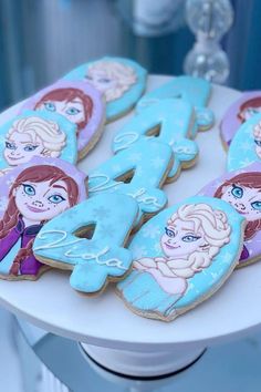 Don't miss this enchanting Frozen birthday party! The cookies are so pretty! See more party ideas and share yours at CatchMyParty.com