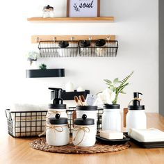 the kitchen counter is clean and ready to be used as a storage area for dishes