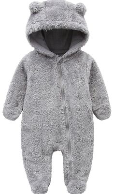 New Carter's Bear Terry Pajama PJs Baby Boy Sleep & Play side snap Gray Footie. Condition is New with tags. Shipped with USPS Ground Advantage. Bear Onesie Baby, Teddy Bear Outfit, Plush Clothes, Baby Bear Onesie, Outwear Outfit, Bear Onesie, Bear Outfit, Baby Overall, Teddy Bear Clothes