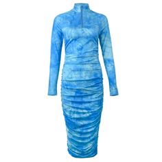 44581697519854|44581697552622|44581697585390|44581697618158 Tie Dye Dresses, Classy And Elegant, Ruched Midi Dress, Tie Dye Dress, Dyed Dress, Blue Tie, Blue Ties, Blue Tie Dye, Chic Dress