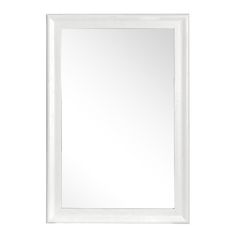 a white framed mirror on a wall