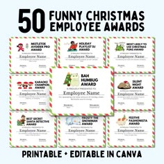 the 50 funny christmas employee awards are available in printable and on sale for $ 10