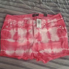 These Are Brand New With Tags. They Didn't Fit Me But Were On Final Sale And Can't Return Them. These Run A Bit Small And Were About A Size Smaller Than Normal So Buy Accordingly. Super Cute!! Tie Dye Jean Shorts, Tie Dye Jeans, Ripped Jean Shorts, Lace Trim Shorts, Light Blue Shorts, Black Tie Dye, Pink Tie, Distressed Jean Shorts, Pink Tie Dye