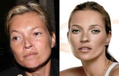 a woman is shown before and after her make - up has been changed to white