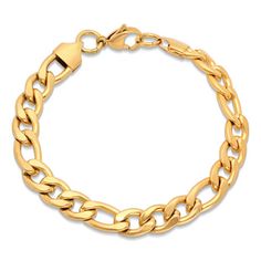 Features: Quick ShipCircumference: 8 1/2 InchJewelry Closure: Lobster ClaspLink Construction: SolidMetal Color: YellowChain Width: 9 MillimetersChain Construction: FigaroCare: Wipe CleanBracelet Type: Chain BraceletsMetal: 18k Gold Over Stainless SteelIs Beaded: NoCountry of Origin: Imported Gold Stainless Steel Oval Link Bracelets, Gold Bracelet With Figaro Chain, Gold Link Bracelets With Figaro Chain, Gold Figaro Chain Link Bracelets, Gold Figaro Chain Bracelet, Gold Stainless Steel Bracelets With Curb Chain, Gold Stainless Steel Bracelet With Curb Chain, Gold Cuban Link Bracelet With Lobster Clasp, Bracelets Chain