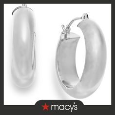 in stock Modern Macy's Jewelry With Polished Finish, Fine Jewelry Oval Hoop Earrings With Polished Finish, Timeless Oval Hoop Earrings With Polished Finish, Timeless Silver Tarnish Resistant Hoop Earrings, Oval Polished Hoop Earrings Fine Jewelry, Oval Hoop Earrings With Polished Finish, Macy's Hoop Earrings For Formal Occasions, Macy's Hoop Jewelry For Formal Occasions, Macy's Formal Hoop Jewelry