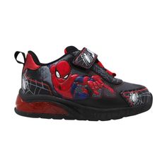 With the Marvel Toddler Spider-Man Athletic Sneakers in black , your little one can embark on endless adventures all day. Designed with a round and closed-toe design, these sneakers are designed with your kid's comfort and protection in mind. The adjustable hook and loop strap ensures a secure fit, while the polyester insole material offers cushioning support. Lined with polyester, these sneakers are durable and easy on the feet for prolonged wear. Black Scratch-resistant Sneakers For Sports, Black Synthetic Basketball Shoes For Outdoor Activities, Black Synthetic Basketball Shoes For Outdoor, Sporty Scratch-resistant Closed Toe Sneakers, Sporty Scratch-resistant Closed-toe Sneakers, Black High-top Sneakers With Secure Fit, Non-slip Closed Toe Sneakers For Sports, Non-slip Tpr Sneakers With Round Toe, Black Synthetic Walking Shoes With Secure Fit