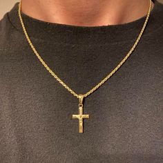 Gold Chain 14k Gold Vermeil Rope Chain 18in 2mm And Cross Set .925 Italy Stamped. Made In Italy!! Includes Both Gold Chain And Pendant. Was $58 Now $45!! Cross Is : .925 Italy Stamped - Roughly 1” Tall Chain Is : .925 Italy Stamped - 2mm - 18in - Water Resistant - Can Wear In The Shower - Gold Vermeil Is Real 14k Gold Bonded To Solid .925 Silver. It Will Last For Years And Won’t Fade/Tarnish - Great Option For The Same Color, Quality, And Longevity Of Solid 14k Gold At A Fraction Of The Cost - S Cross Necklace For Men Silver, Gold Chain And Pendant, Crosses Jewelry, Crucifix Necklace, Mens Glasses Frames, Chain And Pendant, Nike Socks, Gold Chain With Pendant, Gold Bond