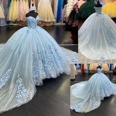 Sky Blue Princess Quinceanera Dresses 3D Flowers Ball Gown Beaded Sweet 15 16 | eBay Sky Blue 15 Dresses Quinceanera, Tulle Quinceanera Dress For Prom Season, Light Blue Tulle Gown For Quinceanera, Blue Tulle Princess Dress For Quinceanera, Blue Princess Ball Gown With Sweetheart Neckline, Princess Blue Ball Gown With Sweetheart Neckline, Princess Style Blue Ball Gown With Sweetheart Neckline, Sweetheart Neckline Ball Gown For Sweet 16 And Prom, Princess Tulle Quinceanera Dress For Sweet 16