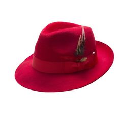 Red Fur-Felt Pinch Fedora Hat H48 Brim Size 2" 1/8 Crown Size 4" 3/8 CHECK OUT THIS COLLECTION Size: Large (7 1/4 - 7 3/8). Red Winter Fedora With Short Brim, Red Fedora With Curved Brim For Fall, Red Fedora With Short Brim For Winter, Classic Red Hat For Fall, Red Curved Brim Fedora For Fall, Red Fitted Fedora For Kentucky Derby, Red Short Brim Hat For Fall, Red Short Brim Fedora For Winter, Red Short Brim Top Hat For Fall