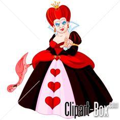 a woman in a red and black dress with hearts on her chest, holding a heart shaped