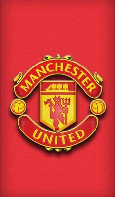 the manchester united logo on a red background