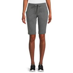 Athletic Works' Bermuda Shorts offer moisture-wicking fabric so you can feel cool and comfortable during any activities. Perfect for vacation, walking the dogs or running errands! These shorts can do it all. Style with your favorite hoodies, tee and tanks with your go-to sneakers and you're all set. Only at Walmart. Size: L.  Color: Gray.  Gender: female.  Age Group: adult. Casual Athletic Shorts With Pockets For Jogging, Cotton Athleisure Athletic Shorts For Outdoor, Sporty Knee-length Shorts For Outdoor Activities, Sporty Knee-length Sports Shorts, Cotton Athleisure Shorts For Outdoor, Casual Short-leg Jogging Bottoms, Sports Bottoms Relaxed Fit Mid-thigh Length, Moisture-wicking Short Leg Bottoms For Jogging, Casual Go-dry Shorts For Jogging