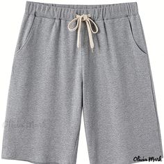 Olivia Mark - Premium Quality Plus Size Womens Basic Shorts: Comfortable Drawstring Sports Shorts with Slight Stretch Comfort Gray, Stylish Letters, Basic Shorts, Track Shorts, Plus Size Bra, Sports Shorts, Womens Basic, Plus Size Lingerie, Drawstring Shorts