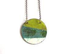 Enamel and Patina Circle Necklace Circle Necklace, Royal Oak, Idea Board, Enamel Jewelry, Turquoise Necklace, Necklace Etsy, Patina, Pendant Necklace, Drop Earrings