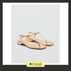 in stock Strap Sandals, Mango, Pick Up, In Store, Buy Online, Sandals, Free Shipping, Gold