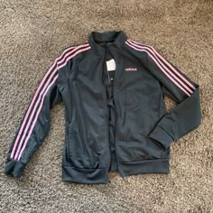 Brand New With Tags, Super Comfortable! Adidas Three Stripes, Adidas Sweater, Adidas Track Jacket, Tracksuit Jacket, Nike Accessories, Polyester Jacket, Adidas Girl, Adidas Jackets, Striped Jacket