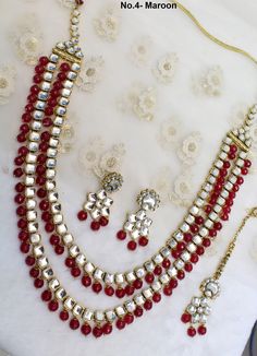 *Light Weight Gold Rani Haar Necklace Set. *No.1- Gold white *Haar length: 12 inches *Earrings length: 2.1 inches (with drops) ; *earrings Width: 1 inches White Kundan Necklace For Eid, Temple Jewelry Style, Bollywood Style White Necklace For Eid, White Bridal Necklace With Mirror Work As Gift, White Kundan Necklace With Mirror Work As Gift, White Kundan Necklace For Eid Gift, Heavy White Kundan Necklace For Puja, White Kundan Necklace For Eid Celebration, Celebration White Kundan Necklace With Mirror Work, Gift White Kundan Necklace With Mirror Work