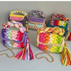 Handmade woven crochet top handle with metal strap purse. Multi colored crossbody medium size purse Tassels Design, Design Tote Bag, Crochet Weaves, Rope Weave, Handbag Outfit, Wood Handles, Stylish Handbags, Knitting Wool, Crossbody Bags For Women