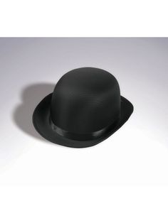 Go for an old fashioned look using the Black Derby Hat. You can come up with various character ideas for parties, plays, and other events with this hat. There is a rounded appearance to the hat along with a raised brim. It is a great prop to have ready for playing the role of characters from A Clockwork Orange, Marvel comics, DC Comics and others. Search through other accessories and items on our website to complete your order! Classic Halloween Costume Accessories, Classic Brimmed Costume Hats For Party, Classic Brimmed Costume Hats And Headpieces For Party, Classic Halloween Costume Accessories For Costume Party, Classic Black Hat For Costume, Classic Curved Brim Costume Hats For Party, Black Curved Brim Hat For Themed Events, Themed Brimmed Top Hat For Costume Party, A Clockwork Orange