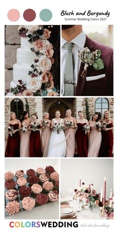 a collage of different wedding photos with flowers