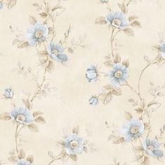 a wallpaper with blue flowers on it