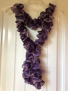 Great Shopping Handmade Crocheted Fashion Ruffle Scarf - Violet Shimmer, Women's Scarves Wraps Crocheted Fashion, Crocheted Scarf, Ruffle Scarf, Crochet Scarves, Crochet Ideas, Scarf Wrap, Women's Accessories, Scarf Accessory, Violet