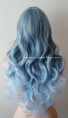 Pastel Blue Ombre wig by KekeWigs Blue And Grey Hair, Brown Ombre Hair Color, Blue Ombre Hair, Brown Ombre Hair, Hair Color Pastel, Cosplay Hair, Ombré Hair, Super Hair, Ombre Wigs