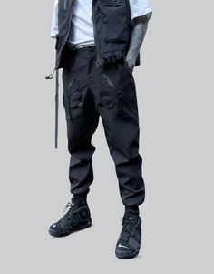 Avant - garde pants Techwear Parachute Pants With Functional Pockets For Outdoor Activities, Outdoor Techwear Trousers, Techwear Baggy Parachute Pants For Outdoor, Baggy Techwear Parachute Pants For Outdoor, Techwear Parachute Pants For Outdoor Activities, Functional Baggy Outdoor Pants, Functional Baggy Pants For Outdoor, Techwear Long Pants With Cargo Pockets, Outdoor Techwear Pants With Cargo Style